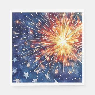 Servilleta De Papel Celebración de América. Estrellas y fuegos artific