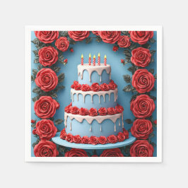 Servilleta De Papel Celebración de cumpleaños con pastel iluminado con