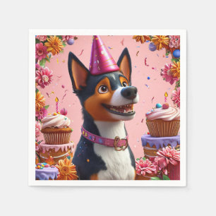 Servilleta De Papel Celebración de cumpleaños con perro feliz