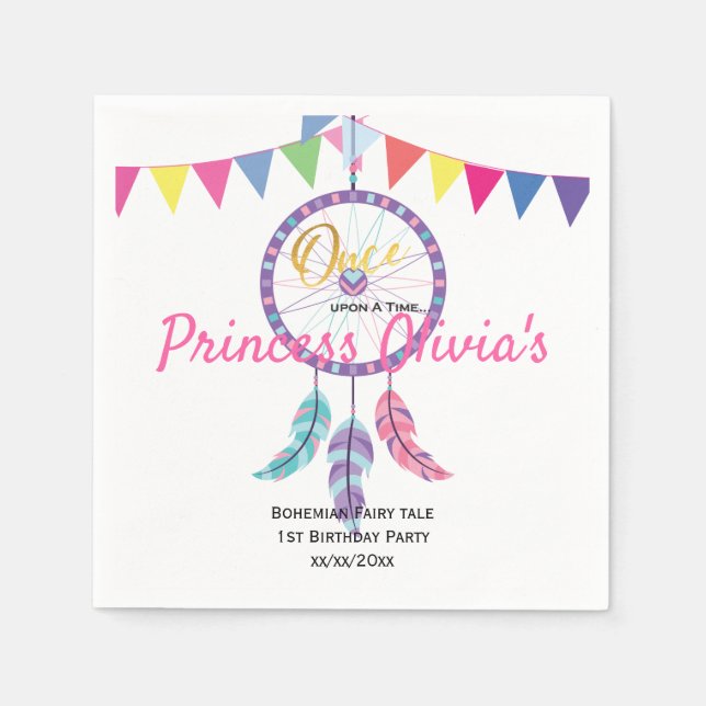 Servilleta De Papel Celebración de cumpleaños Dreamy Dreamcatcher (Anverso)