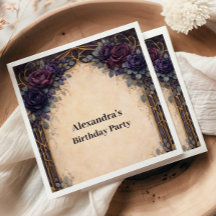 Celebración de Cumpleaños Floral Gótico Púrpura Ma