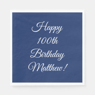 Servilleta De Papel Celebración de cumpleaños número 100 azul