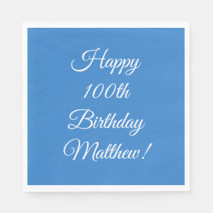 Servilleta De Papel Celebración de cumpleaños número 100 azul