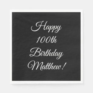 Servilleta De Papel Celebración de cumpleaños número 100 negro