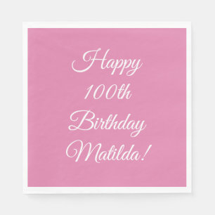 Servilleta De Papel Celebración de cumpleaños número 100 rosa