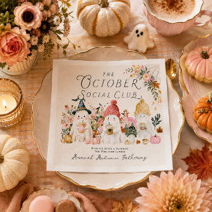 Servilleta De Papel Celebración de fantasmas florales de café otoñal a