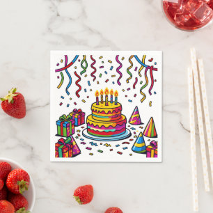 Servilleta De Papel Celebración de fiesta de pastel de cumpleaños colo