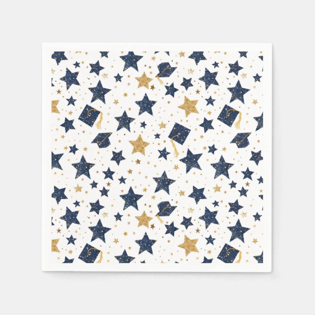 Servilleta De Papel Celebración de Graduación Estrellada (Anverso)