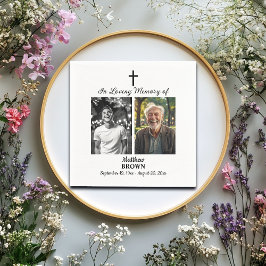 Servilleta De Papel Celebración De La Vida 2 Fotos Funeral Blanco