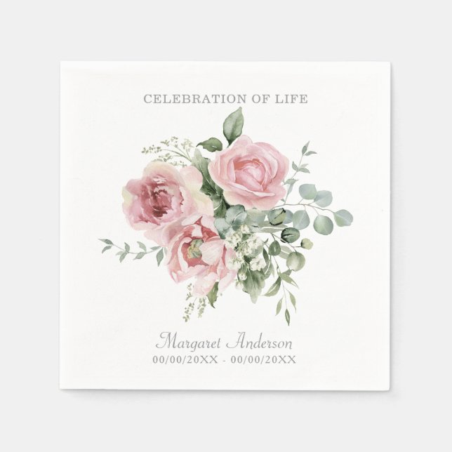 Servilleta De Papel Celebración de la vida rosa rosada (Anverso)