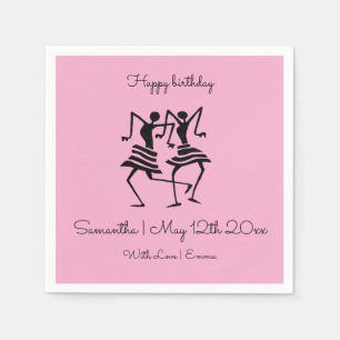 Servilleta De Papel Celebración de Silueta de Cumpleaños Bailarines Re