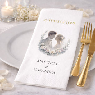 Servilleta De Papel Celebración del aniversario de bodas número 25 con