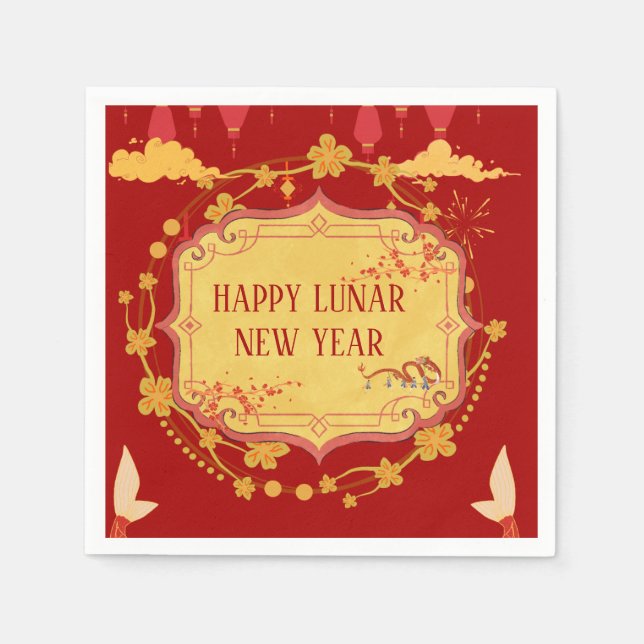 Servilleta De Papel Celebración del Año Nuevo Lunar: Una noche de aleg (Anverso)