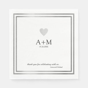 Servilleta De Papel celebración del boda del corazón recepción B/W