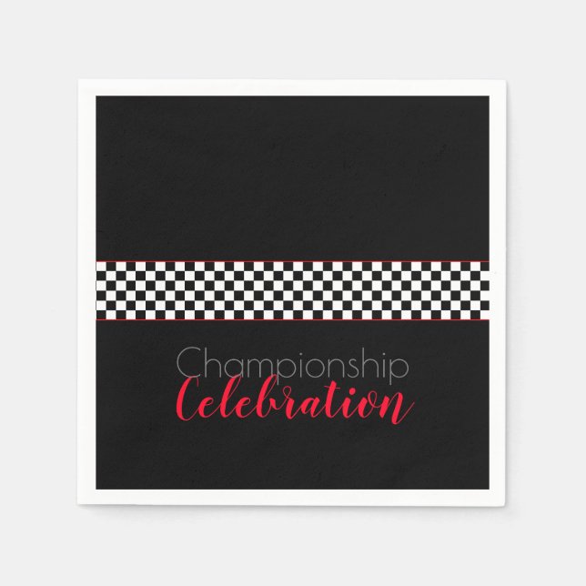Servilleta De Papel Celebración del campeonato de Black And White Chec (Anverso)