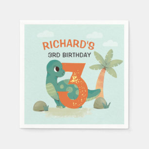 Servilleta De Papel Celebración del cumpleaños de Cute Dino Delight