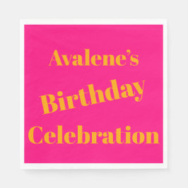 Servilleta De Papel Celebración del cumpleaños del Naranja audaz rosa 