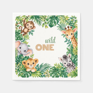 Servilleta De Papel Celebración del primer cumpleaños de animales del