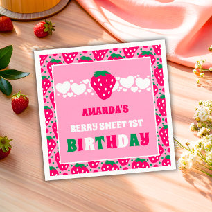 Servilleta De Papel Celebración del Primer Cumpleaños de Fresa