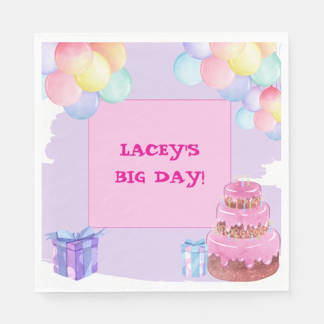 Servilleta De Papel Celebración dulce: Napkin de papel morado de cumpl (Anverso)