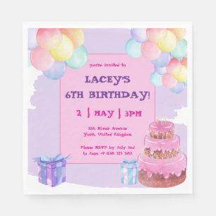 Servilleta De Papel Celebración dulce: Napkin de papel morado de cumpl