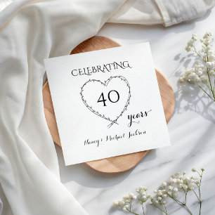 Servilleta De Papel Celebrando 40 años de aniversario con corona