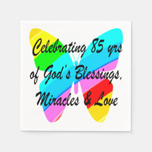 SERVILLETA DE PAPEL CELEBRANDO 85 AÑOS DE BENDICIONES DE DIOS Y AMOR