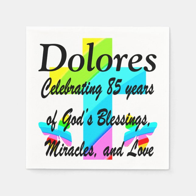 SERVILLETA DE PAPEL CELEBRANDO 85 AÑOS DE DIOS AMAN LAS NAPKINAS (Anverso)