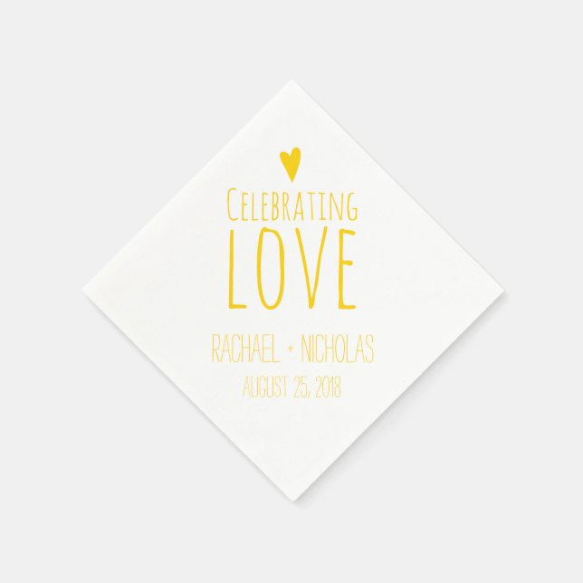 Servilleta De Papel Celebrando el amor | Boda amarillo (Borde)