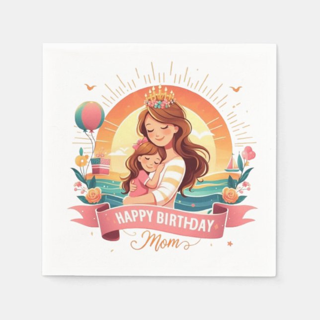 Servilleta De Papel Celebrando el día especial de mamá (Anverso)