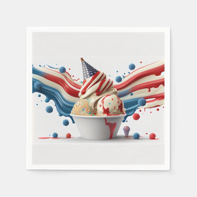 Servilleta De Papel Celebrar con azul blanco rojo (Anverso)