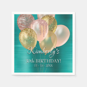 Servilleta De Papel Celebrar Cumpleaños Nombre, Globos Edad Fecha Esme