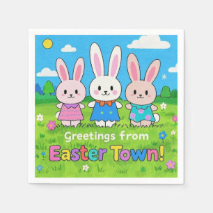 Servilleta De Papel Celebrar la Pascua Colorida Bunnies