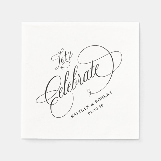 Servilleta De Papel Celebremos Calligraphy Cocktail Napkins (Anverso)