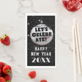 Servilleta De Papel Celebremos NYE Disco Ball Black