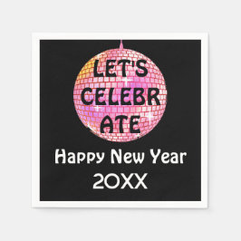 Servilleta De Papel Celebremos NYE Disco Ball Pink