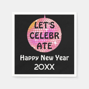 Servilleta De Papel Celebremos NYE Disco Ball Pink