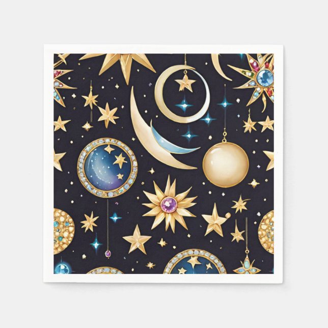 Servilleta De Papel Celestial De Luna Y Estrellas (Anverso)