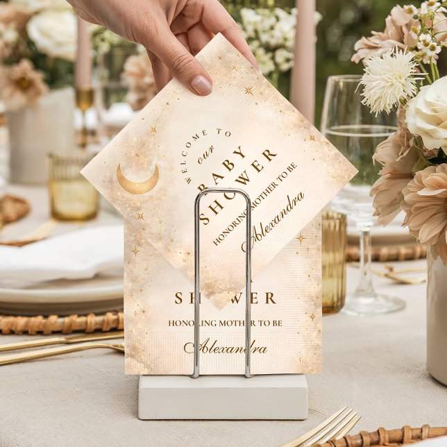 Servilleta De Papel Celestial Ivory Gold Baby Shower (Subido por el creador)