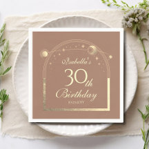 Celestial Mocha Gold Sun Moon Stars 30 cumpleaños