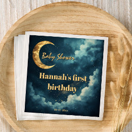 Servilleta De Papel Celestial Moon and Stars First Birthday Baby Showe