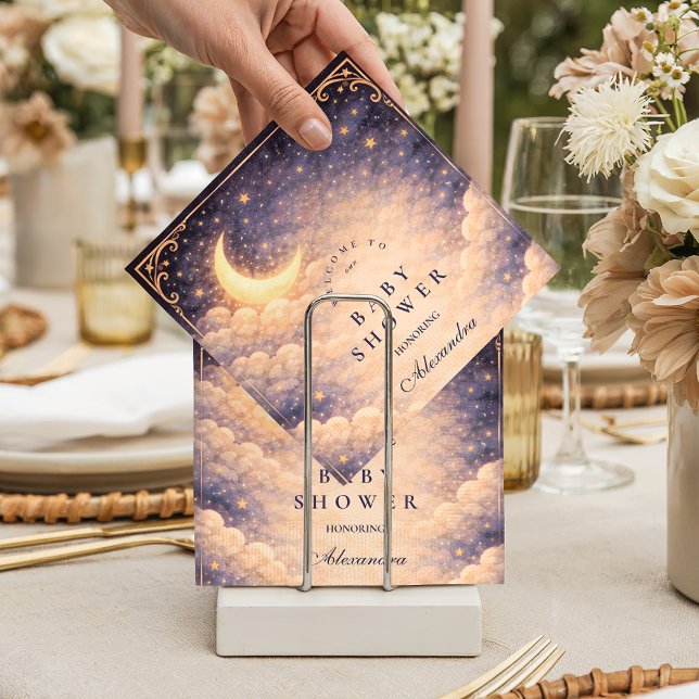 Servilleta De Papel Celestial Moon Stars Neutral Baby Shower (Subido por el creador)