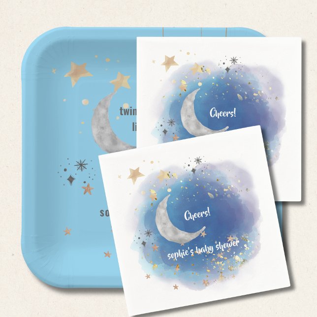 Servilleta De Papel Celestial Moon Stars, Royal Blue And Gold Abstract (Subido por el creador)