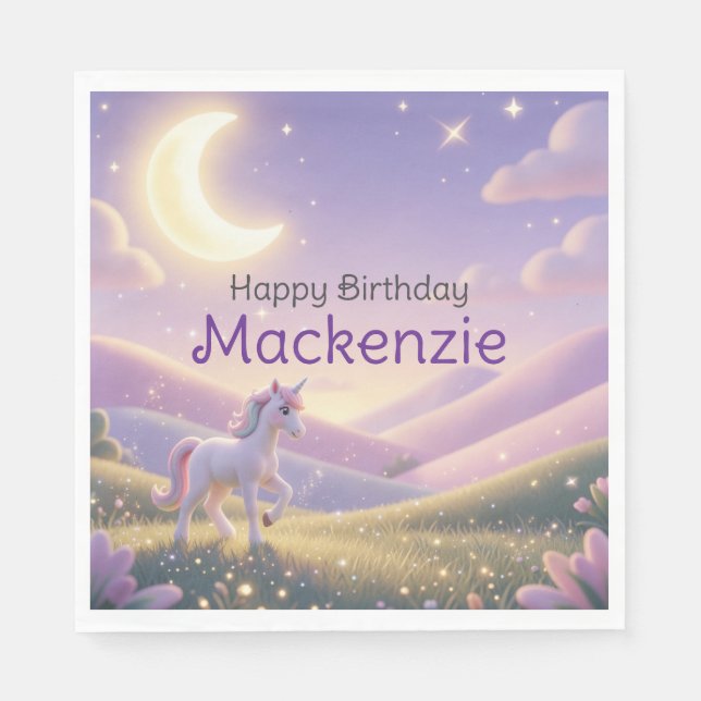 Servilleta De Papel Celestial Unicorn Birthday Party (Anverso)