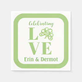Servilleta De Papel Celtic Green Watercolor Shamrock NAME Bridal