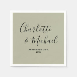 Servilleta De Papel Cement Grey Script Minimalist Wedding