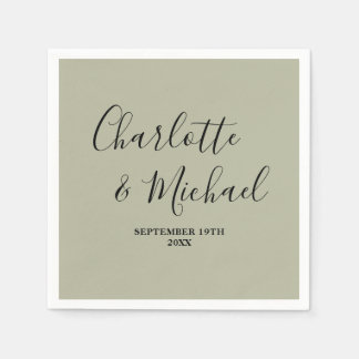 Servilleta De Papel Cement Grey Script Minimalist Wedding