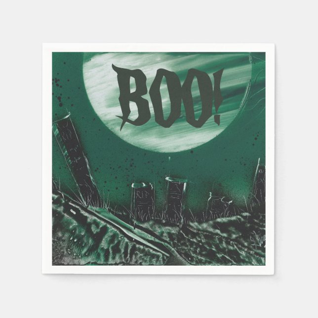 Servilleta De Papel Cementerio de Boo Espantoso (Anverso)