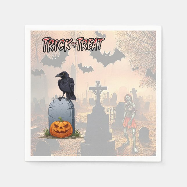 Servilleta De Papel Cementerio de Halloween (Anverso)