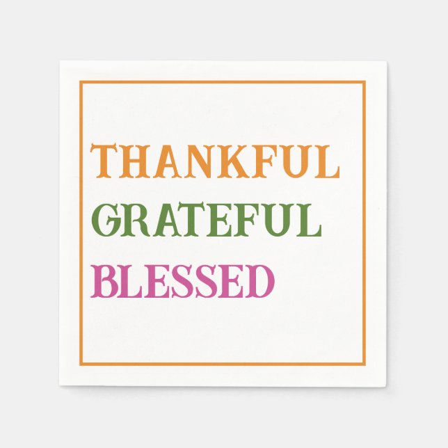 Servilleta De Papel Cena de Acción de Gracias Agradecida Bienvenida (Anverso)